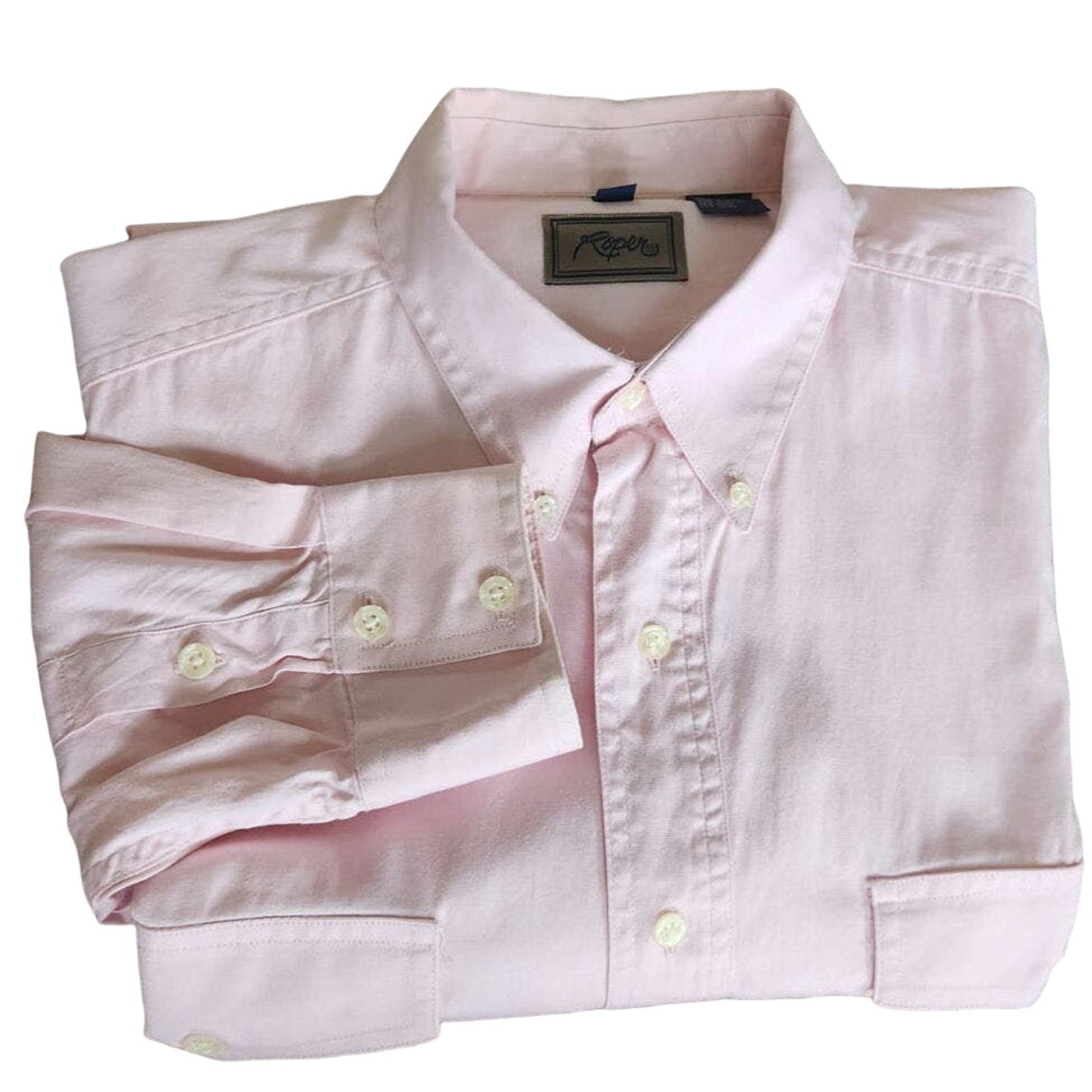 Roper Pink 100% Cotton L/S Button-Down Solid Poplin Western Shirt Size 16.5/34
